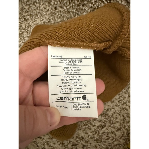 Carhartt Watch Luke‎ Combs Beanie Hat Men Brown Acrylic One Size Winter Warm - Picture 5 of 5